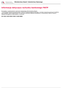 Informacja dotycząca rachunku bankowego FNiTP