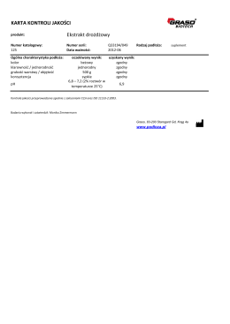 KARTA KONTROLI JAKOŚCI Ekstrakt drożdżowy