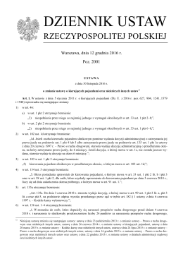 Ustawa z dnia 30 listopada 2016 r.o zmianie ustawy o