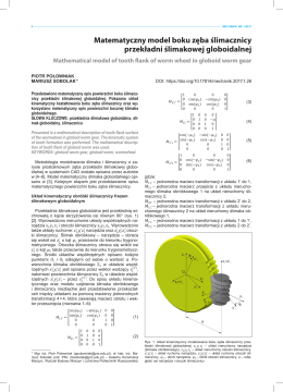 Matematyczny model boku zęba ślimacznicy przekładni