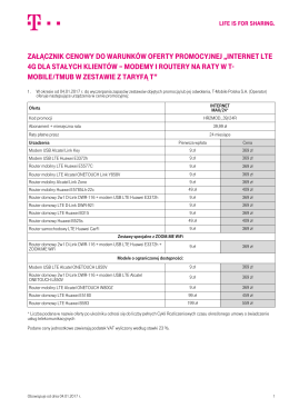 ZałącZnik cenowy do warunk&oacute;w oferty Promocyjnej - T