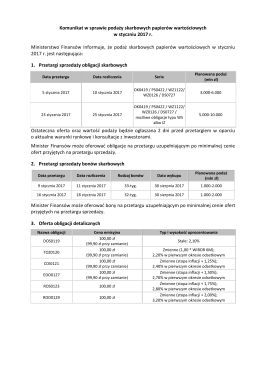 Komunikat w sprawie podaży skarbowych papierów wartościowych