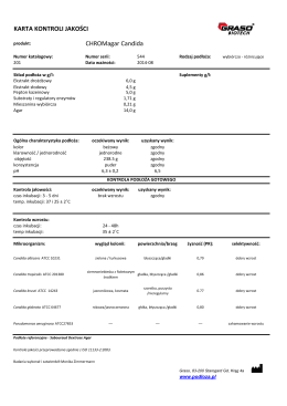 KARTA KONTROLI JAKOŚCI CHROMagar Candida