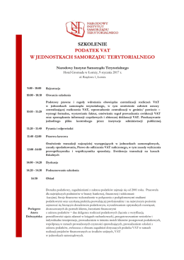 szkolenie podatek vat w jednostkach samorządu terytorialnego