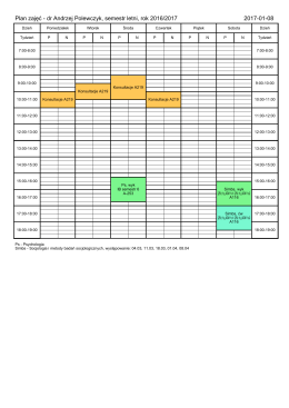 Plan zajęć - dr Andrzej Polewczyk, semestr letni, rok 2016/2017