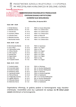 harmonogram - wiolonczela