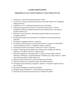 Prodziekan ds. Nauki - Wydział Nauk Społecznych