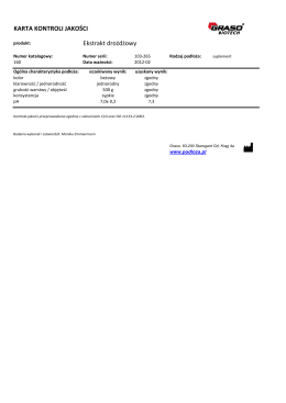 KARTA KONTROLI JAKOŚCI Ekstrakt drożdżowy