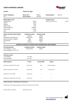 KARTA KONTROLI JAKOŚCI Edwards Agar