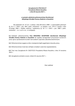 Zarządzenie Nr 379/1331/17 Prezydenta Miasta