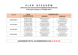 PLAN DYŻURÓW