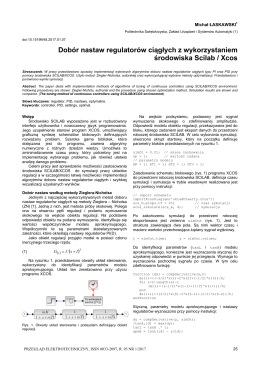 Dobór nastaw regulatorów ciągłych z wykorzystaniem środowiska