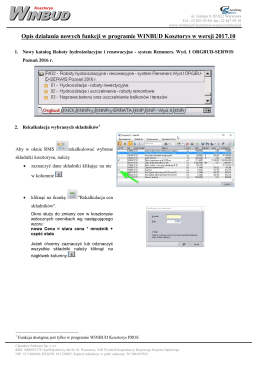 Opis działania nowych funkcji w programie WINBUD Kosztorys w