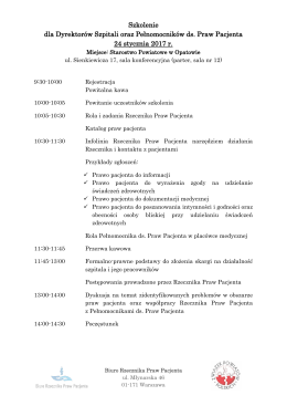 Szkolenie dla Dyrektor&oacute;w Szpitali oraz Pełnomocnik&oacute;w ds. Praw