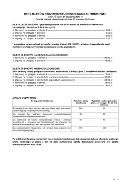 Cennik biletów oraz uprawnienia do przejazdów