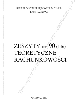 ZESZYTY TOM 90(146) TEORETYCZNE RACHUNKOWOŚCI