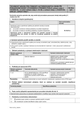 TECHNICK&Yacute; N&Aacute;VOD PRO ČINNOSTI AUTORIZOVAN&Yacute;CH OSOB