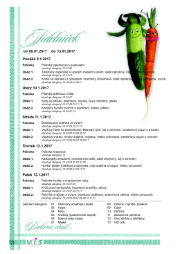 09.01.2017 13.01.2017 od do Ponděl&iacute; 9.1.2017 &Uacute;ter&yacute; 10.1.2017