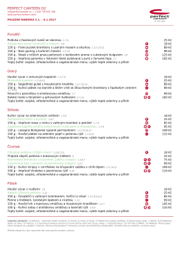 PERFECT CANTEEN O2 Pondělí Úterý Středa Čtvrtek Pátek