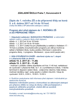 zápis do 1. ročníku a akce před zápisem