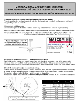 MONTÁŽ A INSTALACE SATELITNÍ JEDNOTKY PRO JEDNU nebo