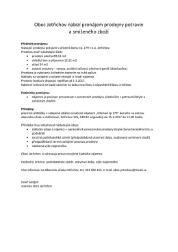 Obec Jetřichov nabízí pronájem prodejny potravin a smíšeného zboží