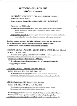 Svoz odpadu 1. pololet&iacute; 2017