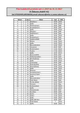 Plán hudebních produkcí od 1.1.2017 do 31.12.2017 (V.Žákovec