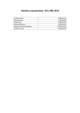 Odměny reprezentace EO a MS 2016