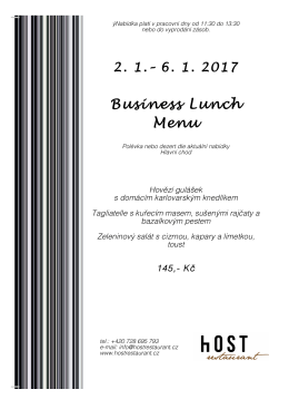 Hlavní chod + Předkrm/Dezert: 145,- Kč