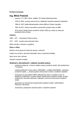 Profesní životopis - Centrum sociálních služeb pro osoby se