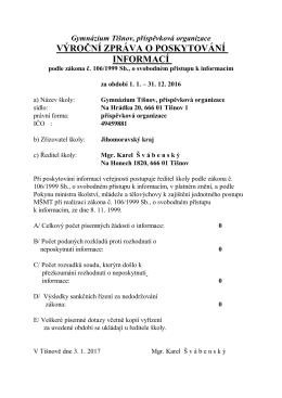výroční zpráva o poskytování informací