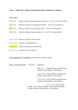 Úterý, 3. ledna 2017 / Rozpis studentských služeb u talentových