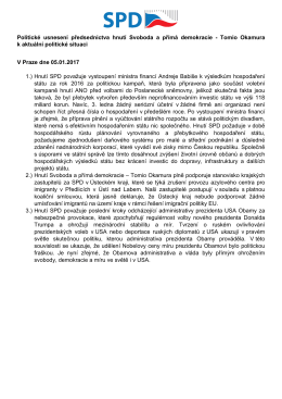 Politické usnesení předsednictva hnutí Svoboda a přímá