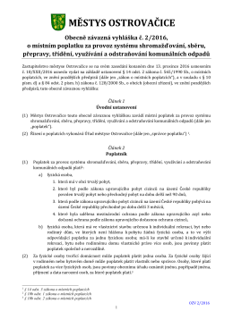 Vyhláška č. 2/2016 - Městys Ostrovačice