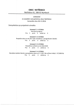 Usnesení ze zasedání ZO dne 28.12.2016