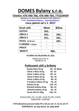 Ceník uhlí - DOMES Bylany sro