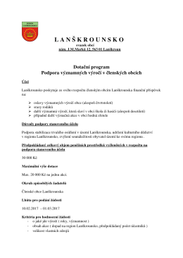 Dotačn&iacute; program Podpora v&yacute;znamn&yacute;ch v&yacute;roč&iacute; v člensk&yacute;ch obc&iacute;ch