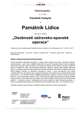 Tiskov&aacute; zpr&aacute;va - Pam&aacute;tn&iacute;k Lidice