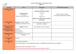 PLÁN VÝUKY OD 2. 1. 2017 DO 5. 1. 2017 TŘÍDA V. Předmět Učivo