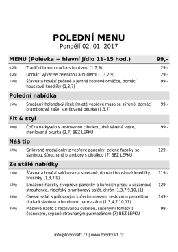 polední menu - restaurace v OD kika
