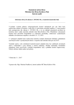 Informace o kontrol&aacute;ch 2016 - Kr&aacute;lovo Pole