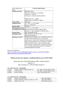 Přípravný kurz pro zájemce o studium historie pro akademický rok