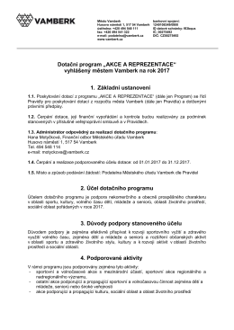 Dotační program „AKCE A REPREZENTACE“