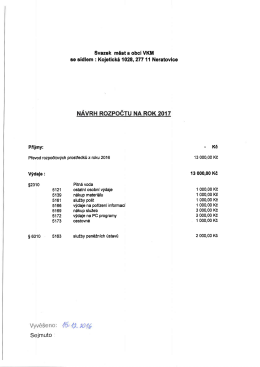 Svazek měst a obcí- návrh rozpočtu 2017