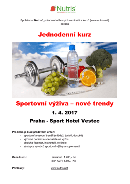 Sportovn&iacute; v&yacute;živa... Praha- Sport Hotel Vestec