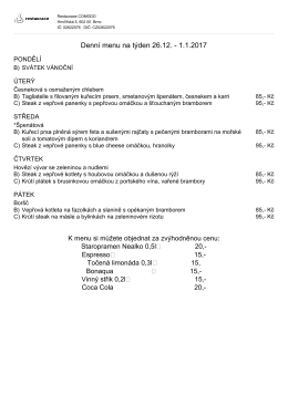 Denní menu na týden 26.12. - 1.1.2017