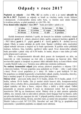 Odpady v roce 2017 - Luka nad Jihlavou