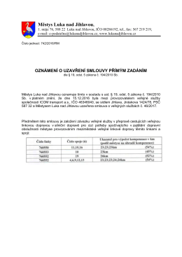 Oznámení o uzavření smlouvy přímým zadáním s provozovatelem