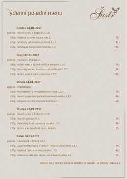 Týdenní polední menu - Hotel Šustr Nasavrky